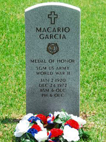 Headstone for Army Private Macario Garcia